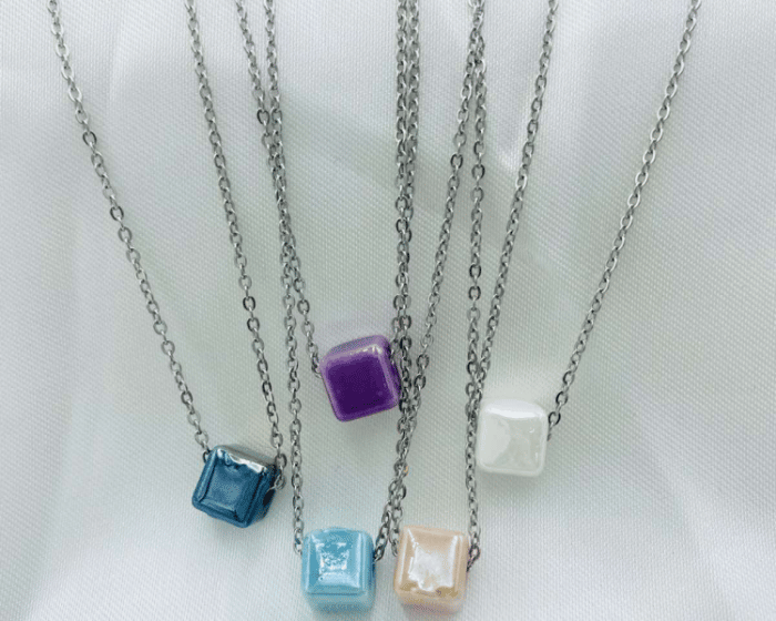 Steel Necklace With Cube